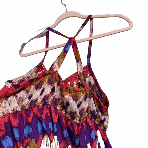 Boho Western XXL‎ 2XL Sleeveless Chevron Print Multicolor Maxi Dress Beach - Picture 5 of 10